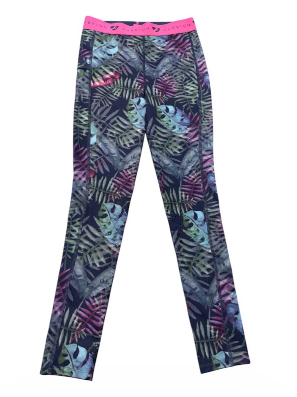 Aubrion tropical print equestrian riding tights girls size large 13-14